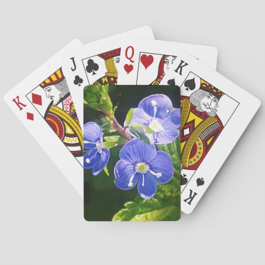 Drie blauwe bloemen pokerkaarten (Achterkant)