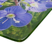 Drie blauwe bloemen snijplank (Hoek)