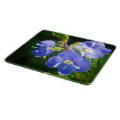Drie blauwe bloemen snijplank (Hoek)