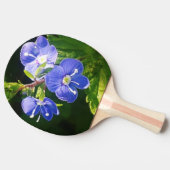 Drie blauwe bloemen tafeltennisbatje (Zijkant)