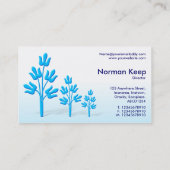 Drie blauwe bomen - nacht en dag visitekaartje (Achterkant)