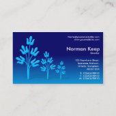 Drie blauwe bomen visitekaartje (Achterkant)