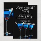 Drie blauwe cocktails met kers op zwart kaart (Voorkant / Achterkant)