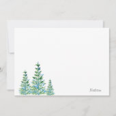 Drie Blauwe Groene Waterverf Dennenbomen Notitiekaartje (Voorkant)