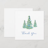Drie blauwe groene Waterverf pijnbomen Bedankkaart (Voorkant / Achterkant)
