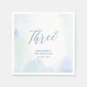 Drie | Blauwe harten en Waterverf jongen 3e verjaa Servet (Voorkant)