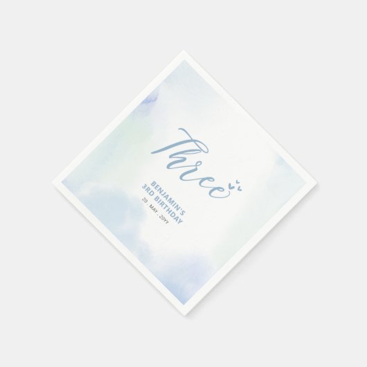 Drie | Blauwe harten en Waterverf jongen 3e verjaa Servet (Hoek)