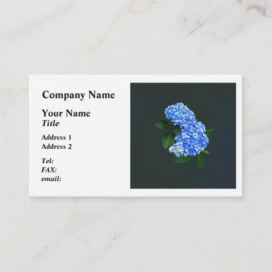 Drie Blauwe Hortensia Visitekaartje (Voorkant)