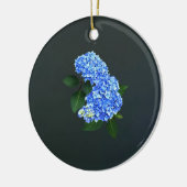 Drie blauwe hortensia's keramisch ornament (Links)