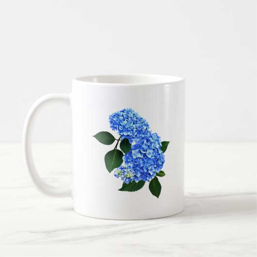 Drie blauwe hortensia's koffiemok (Links)