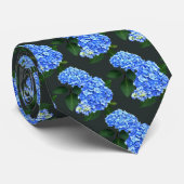 Drie blauwe hortensia's stropdas (Opgerold)