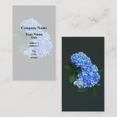 Drie blauwe hortensia's visitekaartje (Voorkant / Achterkant)