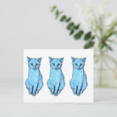 Drie blauwe katten briefkaart (Staand voorkant)
