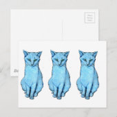 Drie blauwe katten briefkaart (Voorkant / Achterkant)