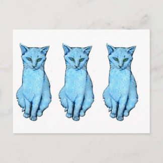 Drie blauwe katten briefkaart