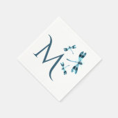 Drie blauwe libellen bevestigen het Monogram Servet (Hoek)