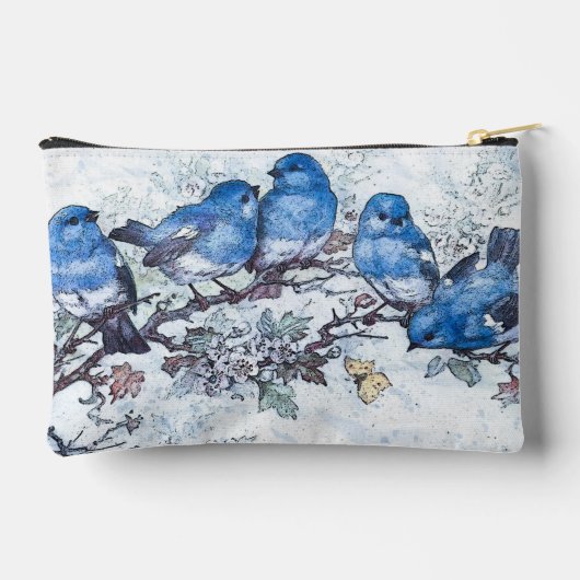 Drie blauwe vogels op kersenbloesem etui (Achterkant)