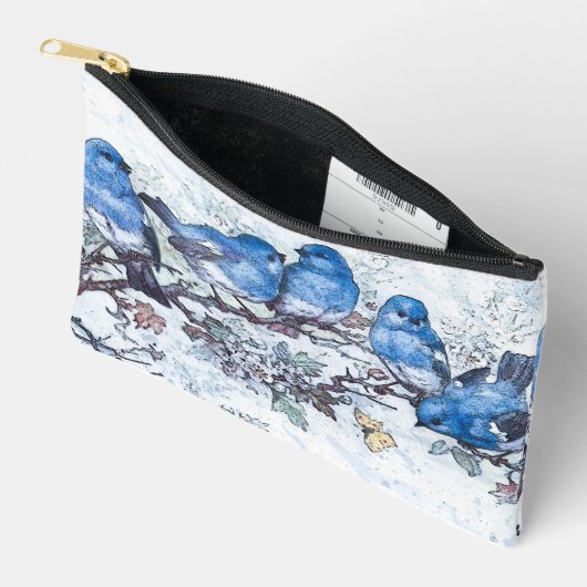 Drie blauwe vogels op kersenbloesem etui (Open)