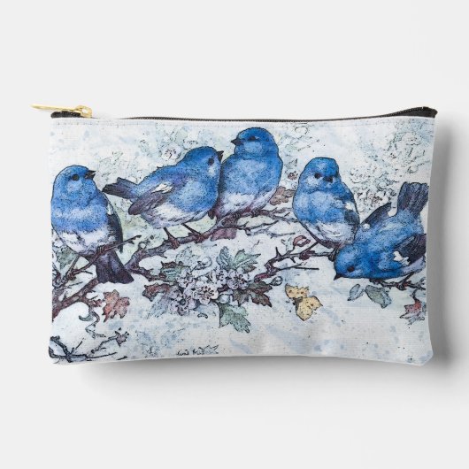 Drie blauwe vogels op kersenbloesem etui (Voorkant)