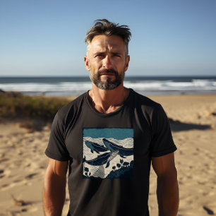 Drie blauwe walvissen, vetgedrukte Mannen T-shirt