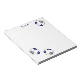 Drie blauwgrijze voetballen gepersonaliseerd notitieblok