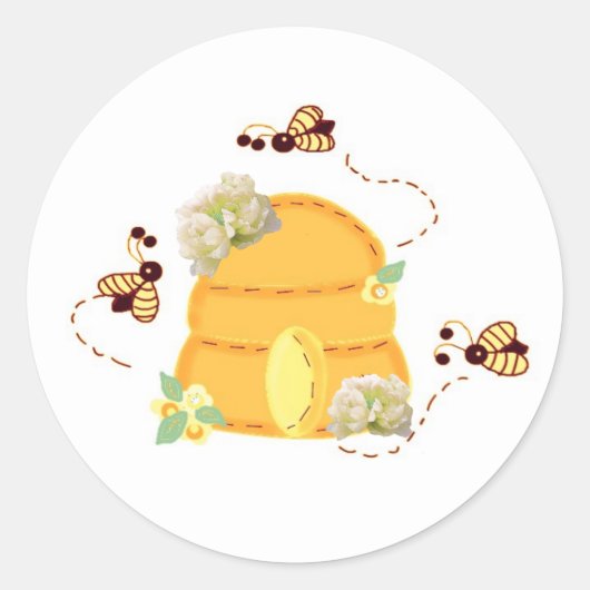 Drie Blij met Bijenkorf Ronde Sticker (Voorkant)