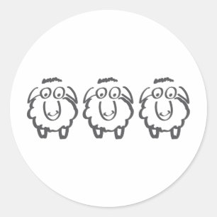 drie blikken ronde sticker