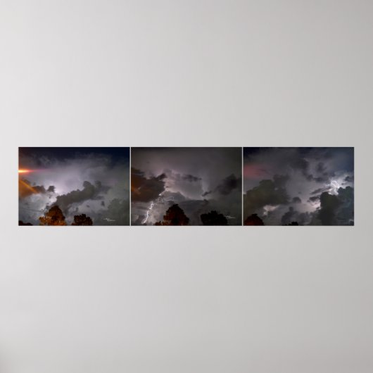 Drie bliksem storm wolken foto's Poster (Voorkant)