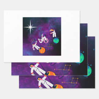 Drie blikvangpapier inpakpapier vel