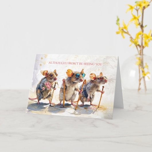 Drie Blind Muizen Verjaardag Delight Kaart (Gele Bloem)