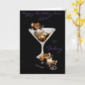 DRIE BLINDE DRINK MUIZEN ZOON 21/18 VERJAARDAG KAA KAART (Gele Bloem)