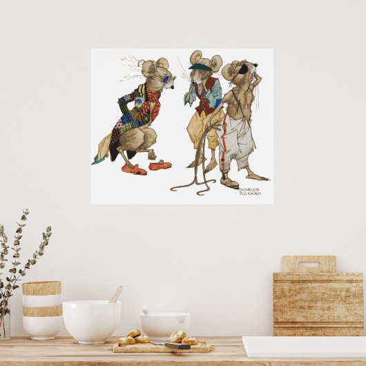 Drie blinde muizen van Charles Folk Poster (Keuken)