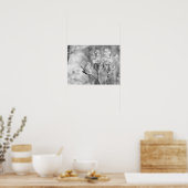 Drie bloemen bij de boom poster (Keuken)