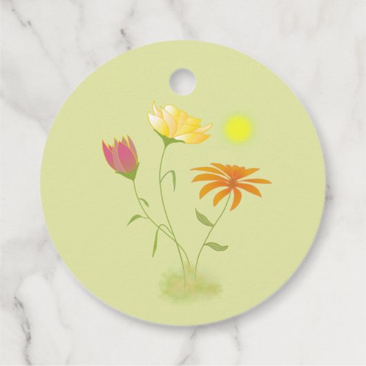 Drie bloemen in de zon - transparant. bedankjes labels (Achterkant)