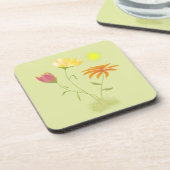 Drie bloemen in de zon - transparant. bier onderzetter (Linkerzijde)