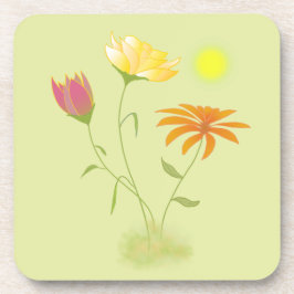 Drie bloemen in de zon - transparant. bier onderzetter