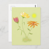 Drie bloemen in de zon - transparant. briefkaart (Voorkant / Achterkant)