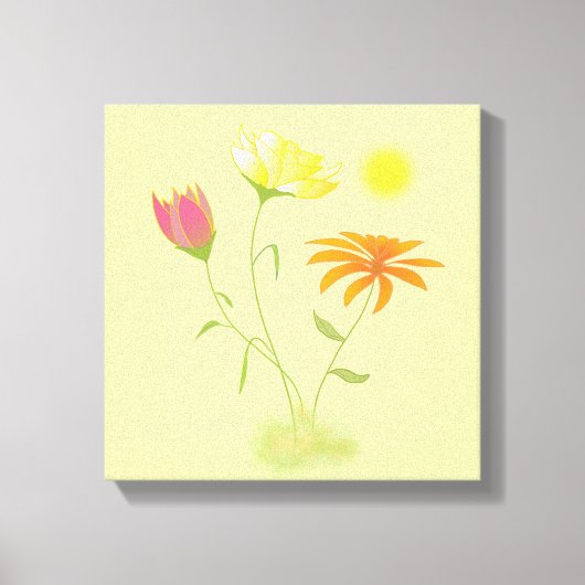 Drie bloemen in de zon - transparant. canvas afdruk (Voorkant)