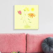 Drie bloemen in de zon - transparant. canvas afdruk (Insitu (Woonkamer))