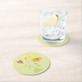 Drie bloemen in de zon - transparant. ronde kartonnen onderzetter (Insitu)