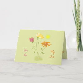 Drie Bloemen in de Zon - transparant + tekst. Kaart