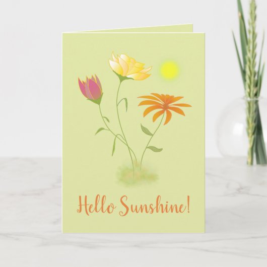 Drie Bloemen in de Zon - transparant + tekst. Kaart (Voorkant)