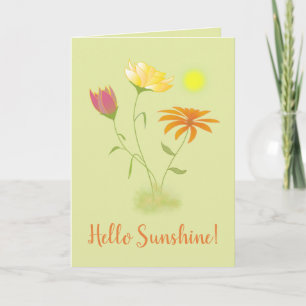 Drie Bloemen in de Zon - transparant + tekst. Kaart