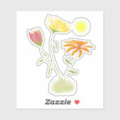 Drie Bloemen in de zon - transparante douaneversne Sticker (Vel)