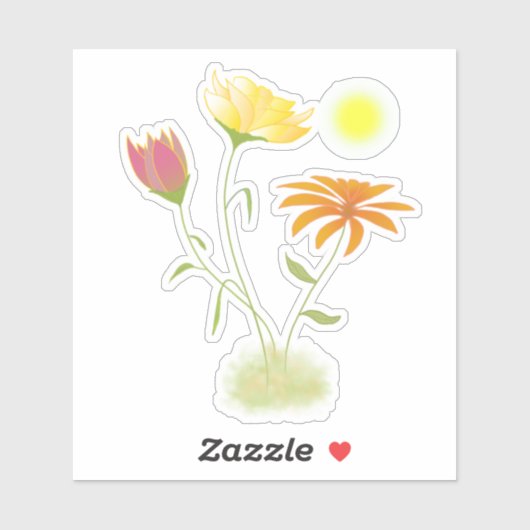 Drie Bloemen in de zon - transparante douaneversne Sticker (Vel)