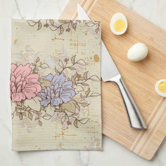 Drie bloemen,  land bloemen theedoek (Quarter Fold)