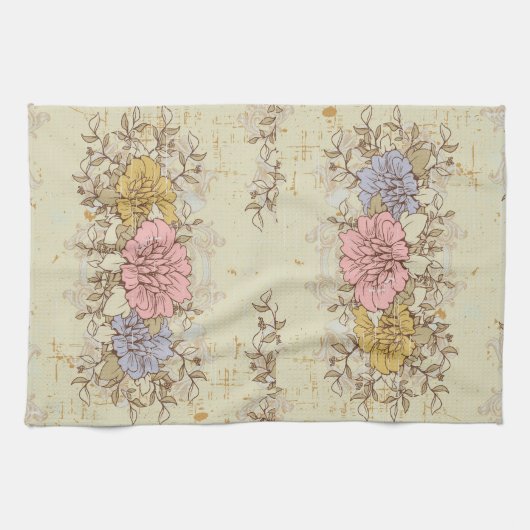 Drie bloemen,  land bloemen theedoek (Horizontaal)