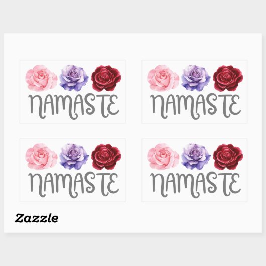 Drie bloemen Namaste Rechthoekige Sticker (Vel)