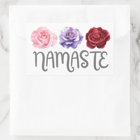 Drie bloemen Namaste Rechthoekige Sticker (Tas)
