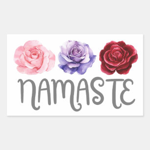 Drie bloemen Namaste Rechthoekige Sticker